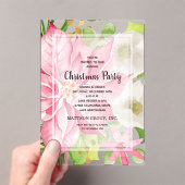 Roze Poinsettia Bloemen Kerstvakantie Acryl Uitnodigingen (Insitu (Draagbaar))