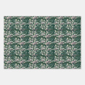 Roze Poinsettia Bloemen op Donkergroen Inpakpapier Vel (Voorkant 3)