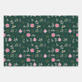 Roze Poinsettia Bloemen op Donkergroen Inpakpapier Vel (Voorkant 2)