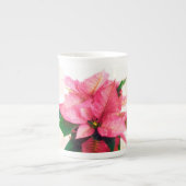  Roze Poinsettia Bone China Mok (Voorkant)