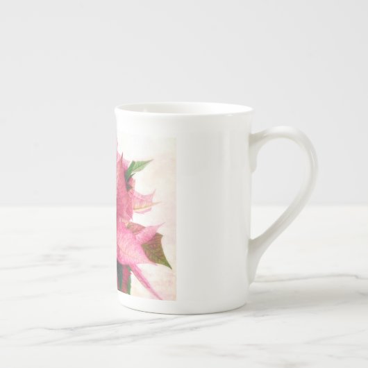  Roze Poinsettia Bone China Mok (Rechts)