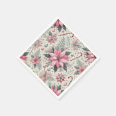 Roze Poinsettia & Candy Canes Decoupage Servetten (Hoek)