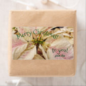 Roze Poinsettia Custom Name Christmas Gift Labels (Insitu)