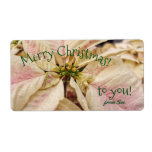 Roze Poinsettia Custom Name Christmas Gift Labels<br><div class="desc">Mooie en unieke aangepaste naam cadeau labels voor de feestdagen met een zacht roze Poinsettia. Paart perfect met een witte of zilveren geschenkzak of inpakpapier. Originele fotografie door designer Susan of wood.</div>