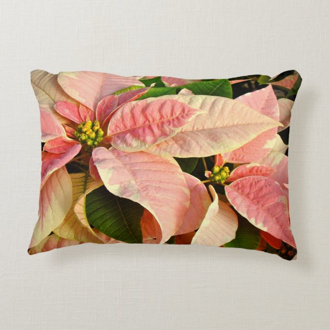 Roze Poinsettia Decoratief Kussen (Achterkant)