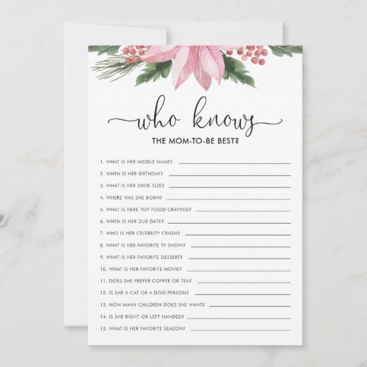 Roze Poinsettia die het Baby shower van mama kent Kaart (Voorkant)