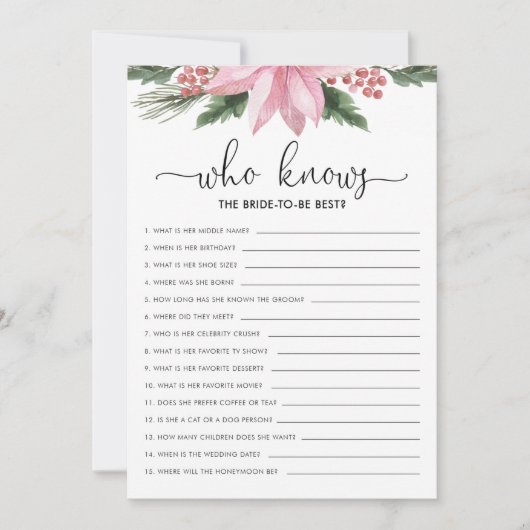 Roze Poinsettia die het Vrijgezellenfeest van de b Kaart (Voorkant)