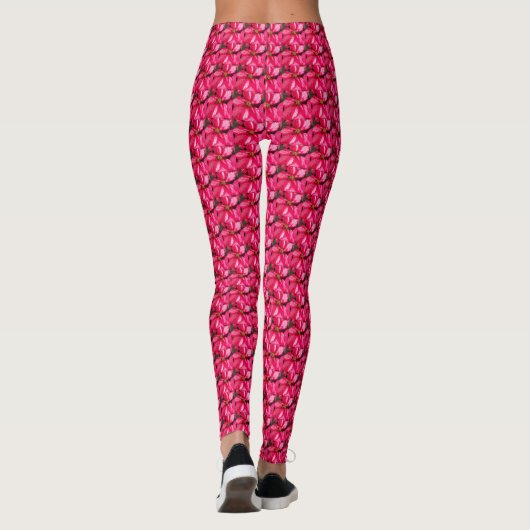 Roze Poinsettia Floral Pattern Leggings (Achterkant)