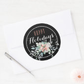 Roze Poinsettia Happy Holiday Ronde Sticker (Envelop)