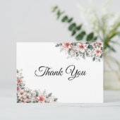 Roze Poinsettia Hartelijk dank Bedankkaart (Staand voorkant)