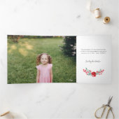 Roze Poinsettia & Holly 2-foto Drieluik Kaart (Binnen)