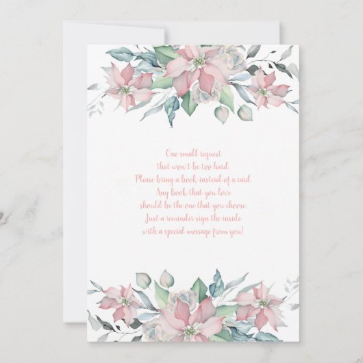 Roze poinsettia kerst Baby shower meisje Kaart (Achterkant)