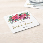 Roze Poinsettia Kerst Bruids Borrel  Kartonnen Onderzetters (Schuin)
