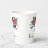 Roze Poinsettia Kerst Bruids Borrel  Papieren Bekers (Rechts)