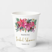 Roze Poinsettia Kerst Bruids Borrel  Papieren Bekers (Voorkant)