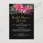 Roze Poinsettia Kerst Bruidsmeisjesborrel Informatiekaartje (Voorkant)