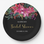 Roze Poinsettia Kerst Vrijgezellenfeest Papieren Bordje (Voorkant)