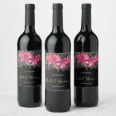 Roze Poinsettia Kerst Vrijgezellenfeest Wijn Etiket (Flessen)