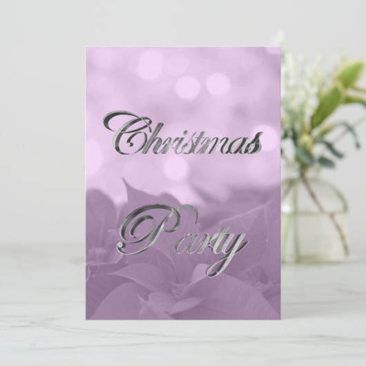 Roze Poinsettia Kerstfeest Uitnodiging legant (Staand voorkant)