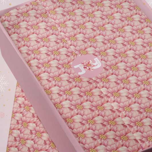 Roze Poinsettia Kerstpatroon Tissuepapier