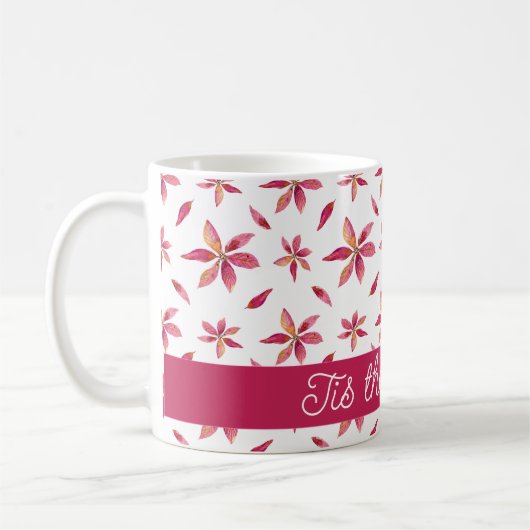 Roze Poinsettia KoffieMok (Links)