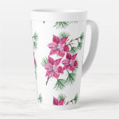 Roze Poinsettia koffiemok Latte Mok (Rechterhoek)