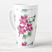 Roze Poinsettia koffiemok Latte Mok (Linkerhoek)