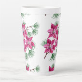 Roze Poinsettia koffiemok Latte Mok (Voorkant)