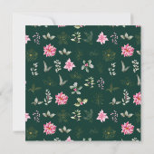 Roze Poinsettia krans feestdag Kaart (Achterkant)