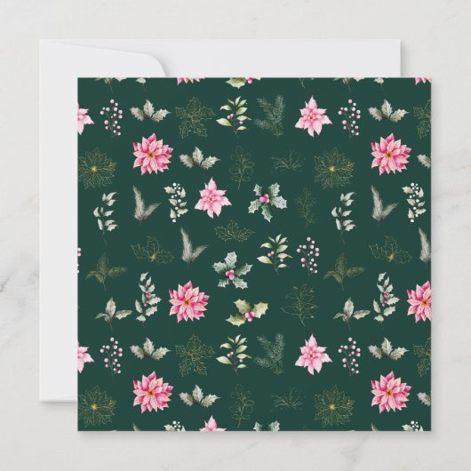 Roze Poinsettia krans feestdag Kaart (Achterkant)