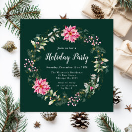 Roze Poinsettia krans feestdag Kaart