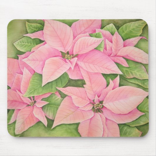 Roze Poinsettia Mousepad Muismat (Voorkant)