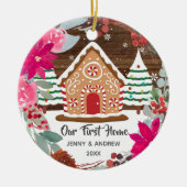 Roze poinsettia Ons nieuwe thuisbrood Ornament (Voorkant)