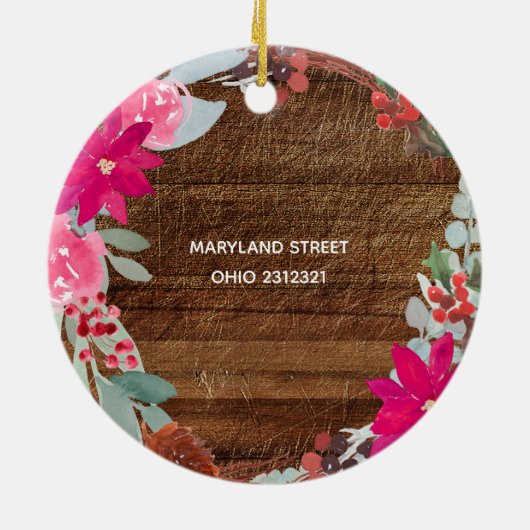 Roze poinsettia Ons nieuwe thuisbrood Ornament (Achterkant)