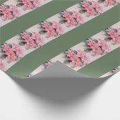 Roze Poinsettia Originele Waterverf Streep Cadeaupapier (Hoek)