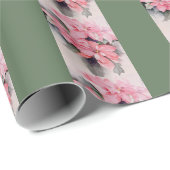 Roze Poinsettia Originele Waterverf Streep Cadeaupapier (Rol Hoek)