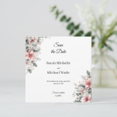 Roze Poinsettia Save the Date Uitnodiging (Staand voorkant)