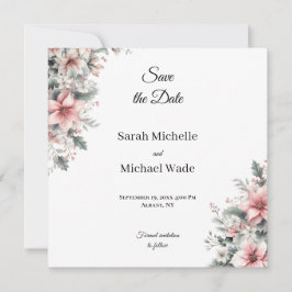 Roze Poinsettia Save the Date Uitnodiging