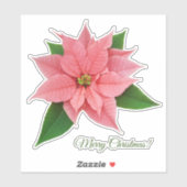 Roze Poinsettia Sticker (Vel)
