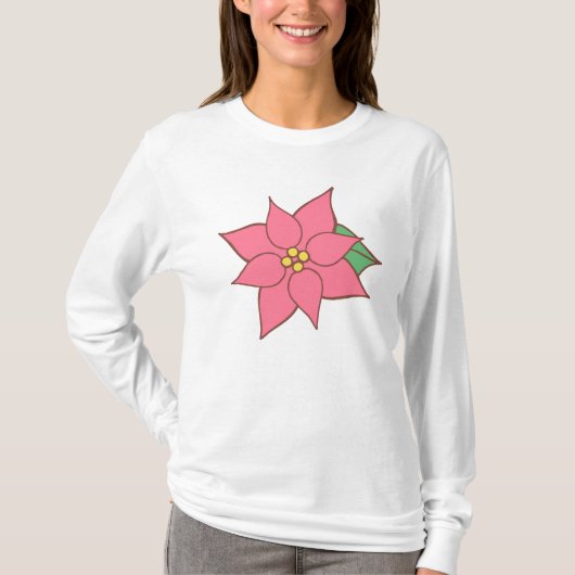 Roze Poinsettia T-shirt  (Voorkant)