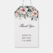 Roze Poinsettia trouwstickers Cadeaulabel (Achterkant)