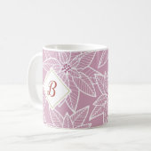 Roze Poinsettia Vakantie Initiaal Mok (Voorkant links)