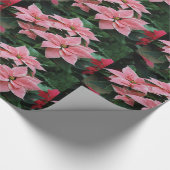 Roze poinsettia vakantieverlooppapier cadeaupapier (Hoek)