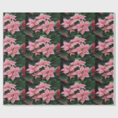 Roze poinsettia vakantieverlooppapier cadeaupapier (Vlak)