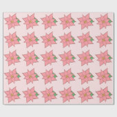 Roze Poinsettia Verpakkingspapier Cadeaupapier (Vlak)