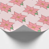 Roze Poinsettia Verpakkingspapier Cadeaupapier (Hoek)