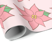 Roze Poinsettia Verpakkingspapier Cadeaupapier (Rol Hoek)