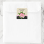 Roze Poinsettia Vierkante Sticker (Tas)