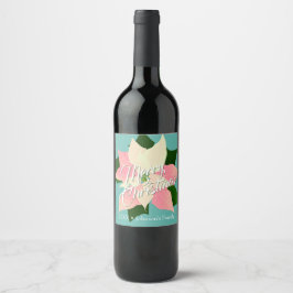 Roze Poinsettia Wijn Etiket