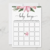Roze Poinsettia Winter Baby shower Bingo Game Kaart (Voorkant)